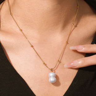 European and American Cross-Border Jewelry Baroque Freshwater Pearl Special-Shaped Gourd Pendant Versatile Original Necklace Wholesale