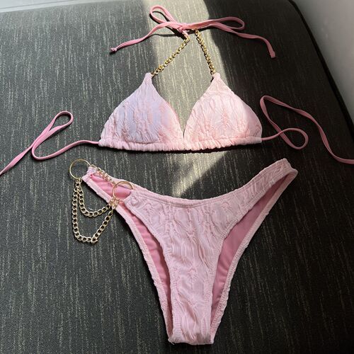  European and American new sexy chain drawstring swimsuit bikini bikini cross-border Amazon