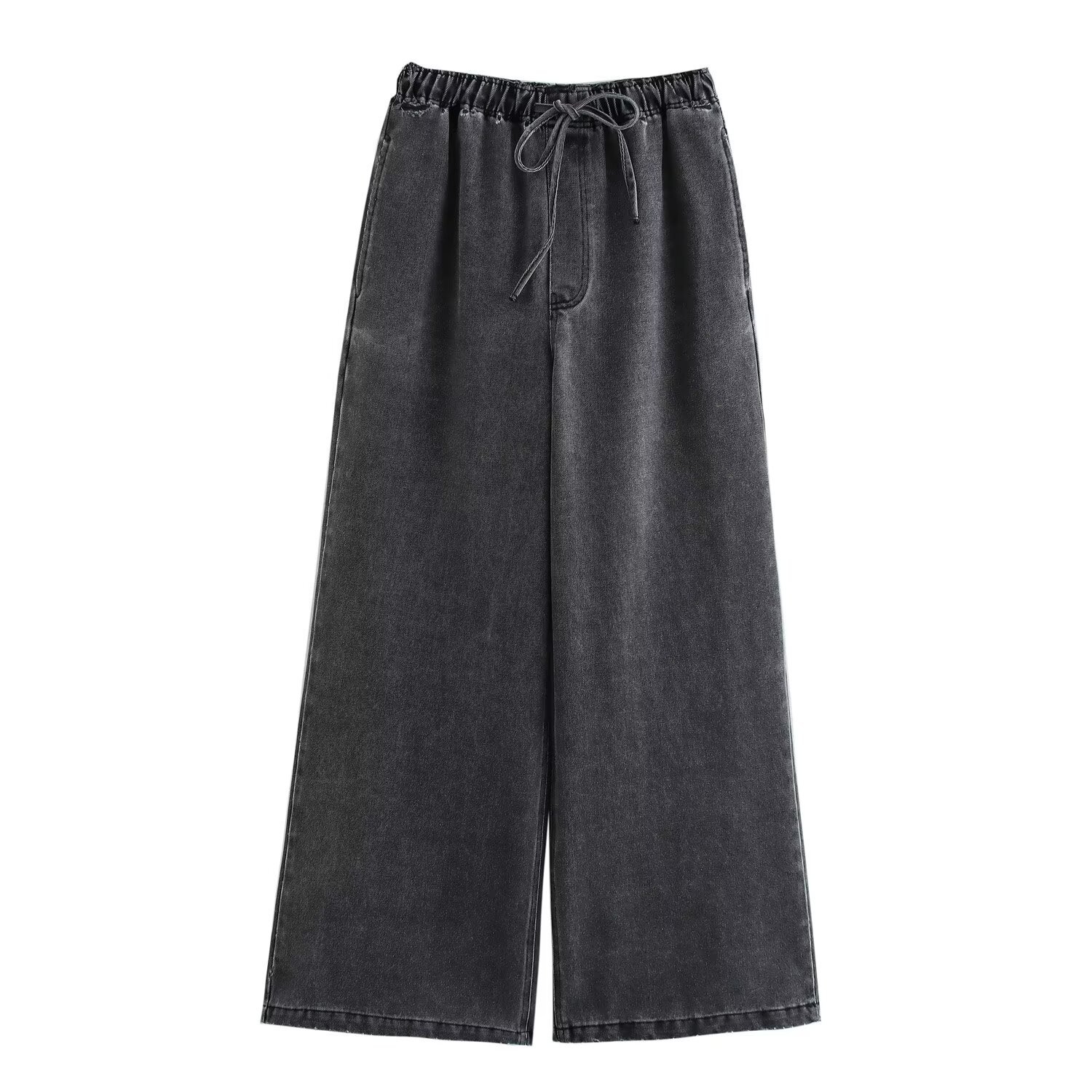 Odzież damska wiosna nowa odzież damska francuska moda sprany niebieski denim top proste spodnie garnitur_voghion.com