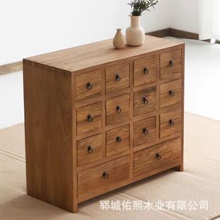 Old Elm Medicine Cabinet Small Storage Cabinet Entrance Multi-drawer Display Cabinet Old Door Cabinet Solid Wood Chinese Medicine Cabinet