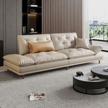 意式极简真皮沙发现代简约客厅直排三人位小户型设计师皮艺沙发