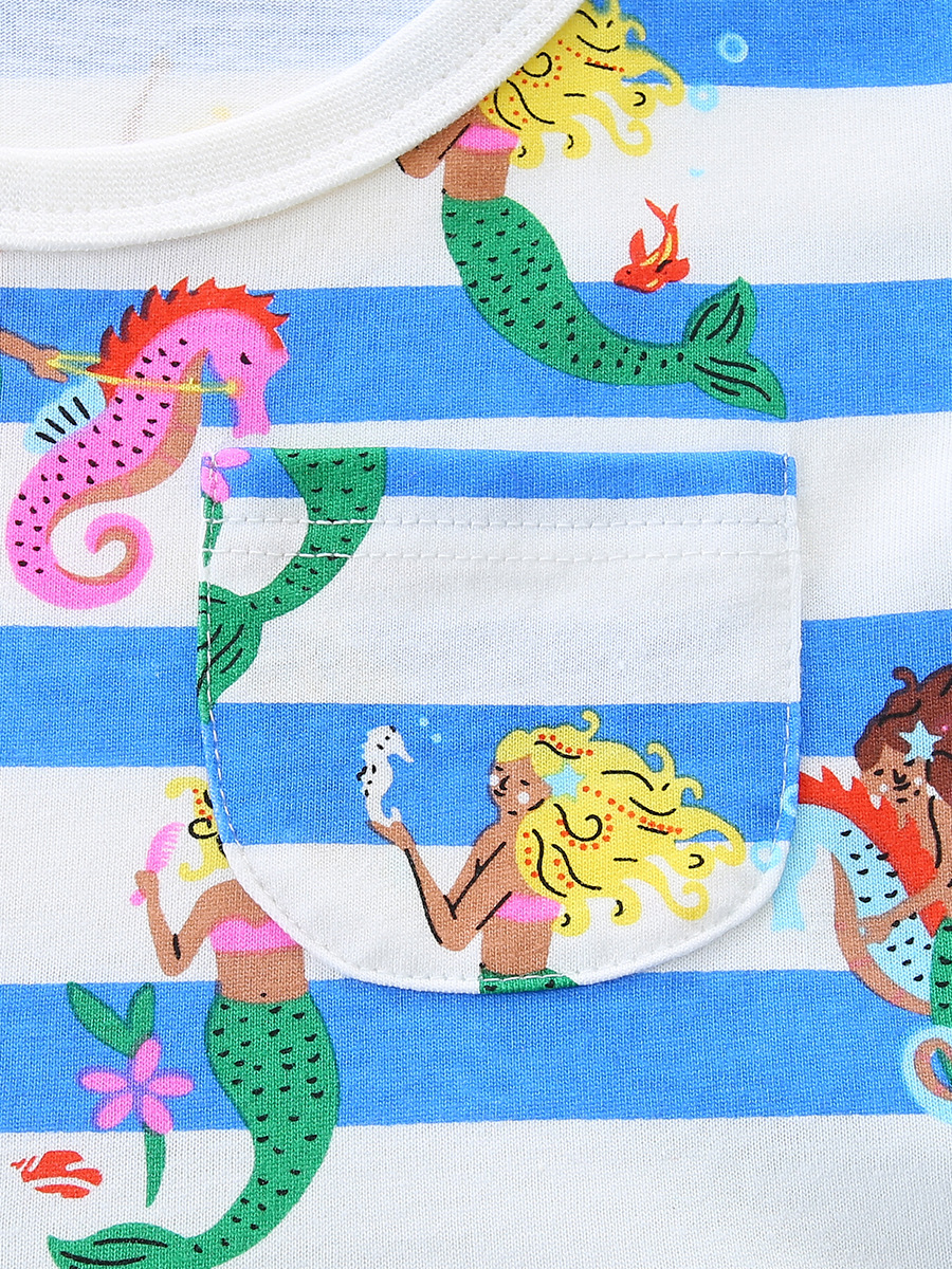 Verano nuevo vestido de niñas estilo europeo y americano estriado vestido de princesa de algodón de punto de cuello redondo vestido de manga corta image 5