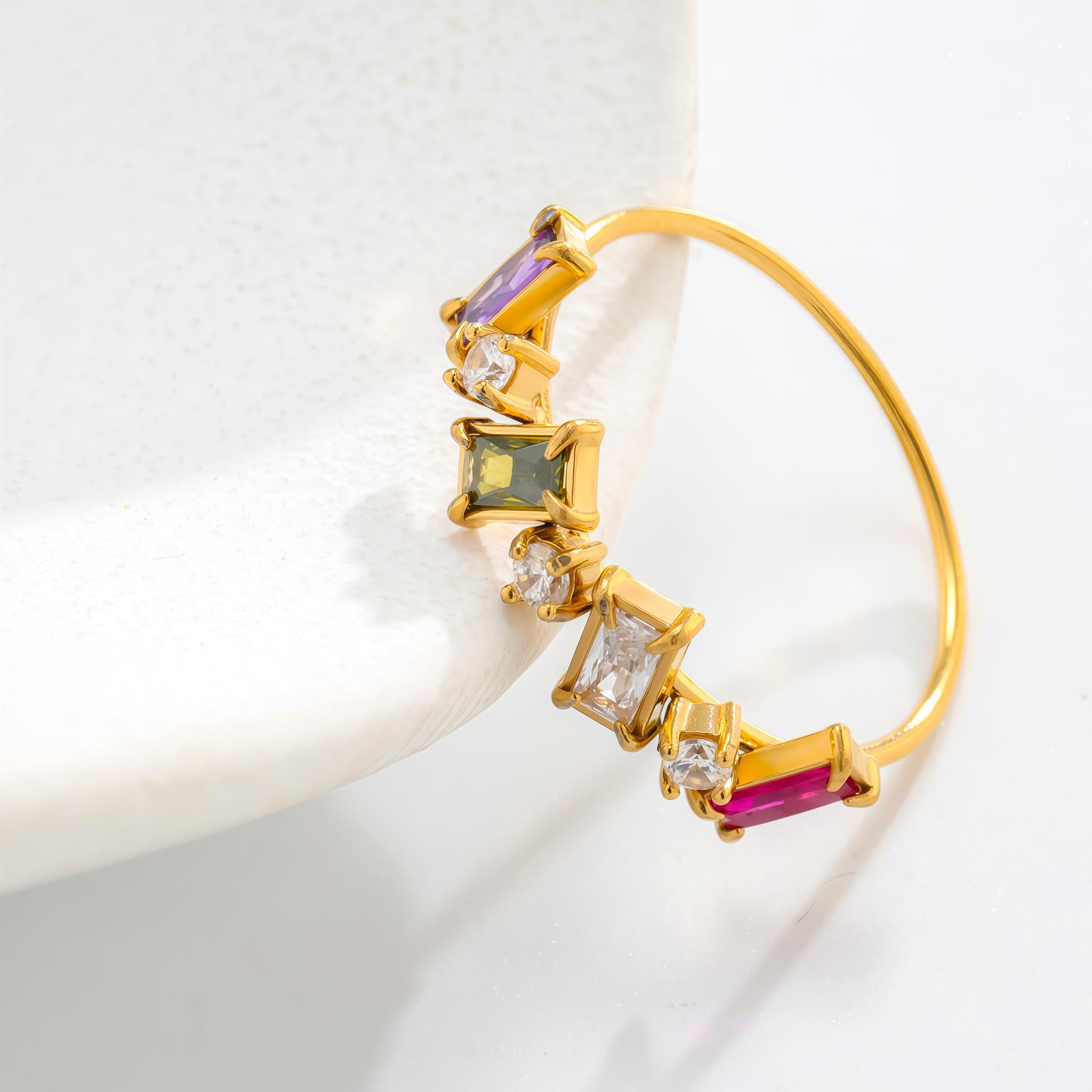 Colorful Stackable Ring For Women, Gold-plated Niche Jewelry_voghion.com