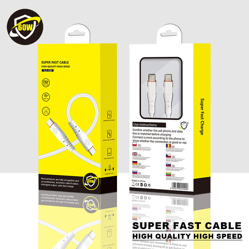 Fast Charger 60W Cable Typec-Typec Suitable for Samsung S22 Huawei Mobile Phone Fast Charging Cable