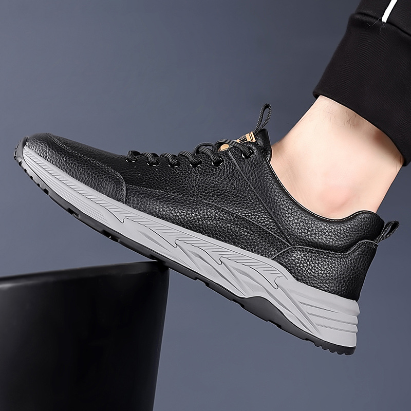 Piel de vaca de primera capa 2024 otoño nuevos zapatos de cuero de ocio deportivo para hombres zapatos de hombre transpirables de cuero zapatos de suela gruesa