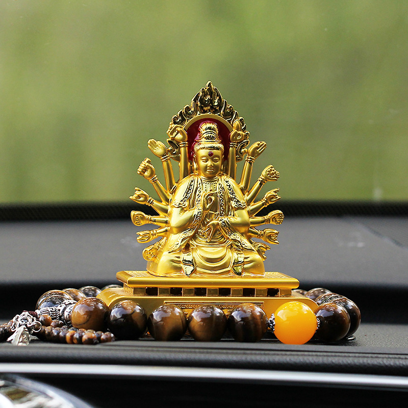 Car ornaments thousand hands Guanyin car interior accessories center console Buddha statue men's car car accessories alloy ornaments