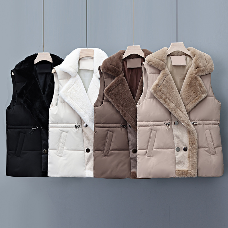 High-End down Cotton Vest for Women, New Thickened Warm Vest for Outdoor Wear, Korean Style Mid-Length Versatile Solid Color Vest