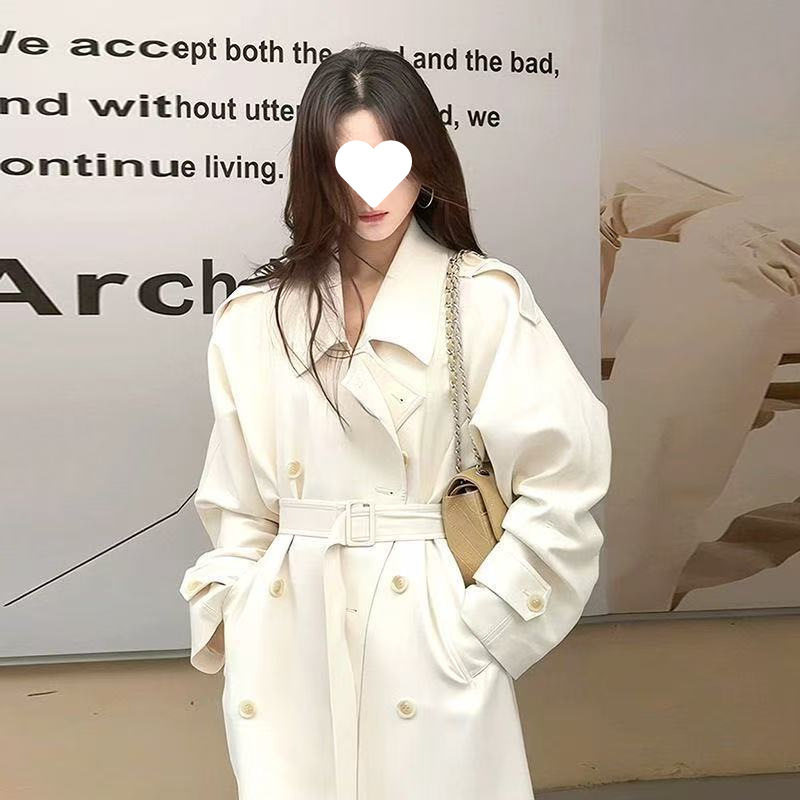 许我耀眼许妍赵露思同款风衣垂感中长款高级感气质翻领外套大衣女|undefined