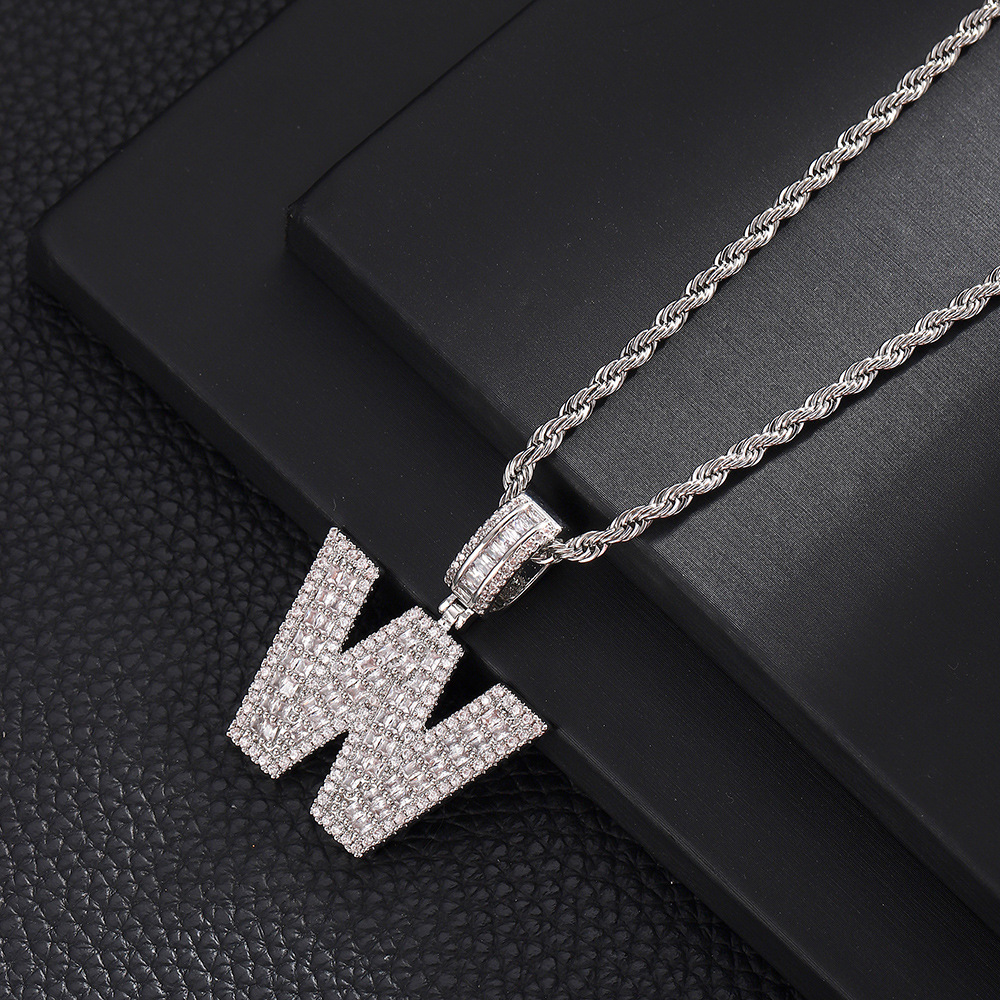 Hip-Hop Vintage Style Letter 304 Stainless Steel Copper Men's Pendant Necklace J 20Inch Hemp Flowers Chain Silver display picture 25