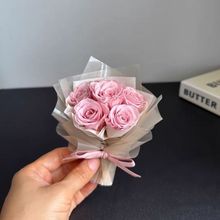 淡粉玫瑰干花束迷你手捧花节日祝福礼物桌面摆件创意花艺成品装饰