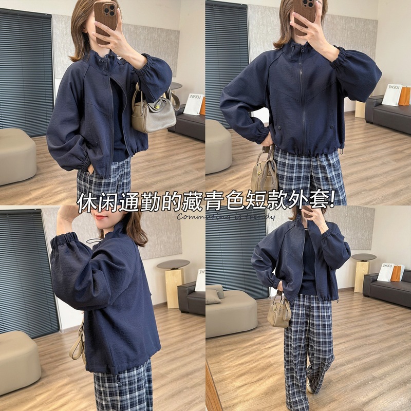 泽黛佳伊实穿主义显瘦短外套！中空纱插肩袖立领棒球服休闲短风衣|undefined