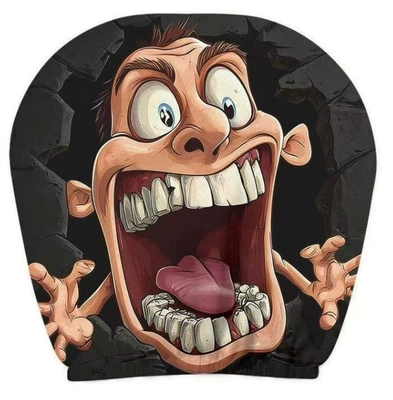 Universal seat cover: seat cover - cartoon-man-breaking-wall-double-sided-printing-1-piece