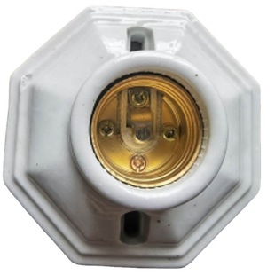 E27 Octagonal Glazed Full-Tooth Ceramic Lamp Holder, High Temperature Resistant and Flame Retardant Lamp Holder, Home Decoration Engineering Lamp Holder F50