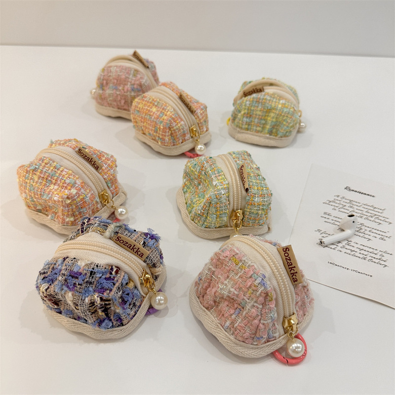 39181 Wool Plaid Suitable for Apple Wireless Bluetooth Headset Protective Cover AirPods Cute Portable Small Bag