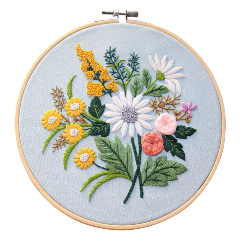 Bordado a mano para principiantes Paquete de material de bricolaje Bordado Lu Conjunto de fabricación de costura y hilo Pintura colgante de bordado europeo tridimensional creativo