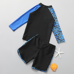 2023 new boys' split long-sleeved swimsuit medium and large sizes for children, teenagers and students, sun protection and quick-drying swimsuit