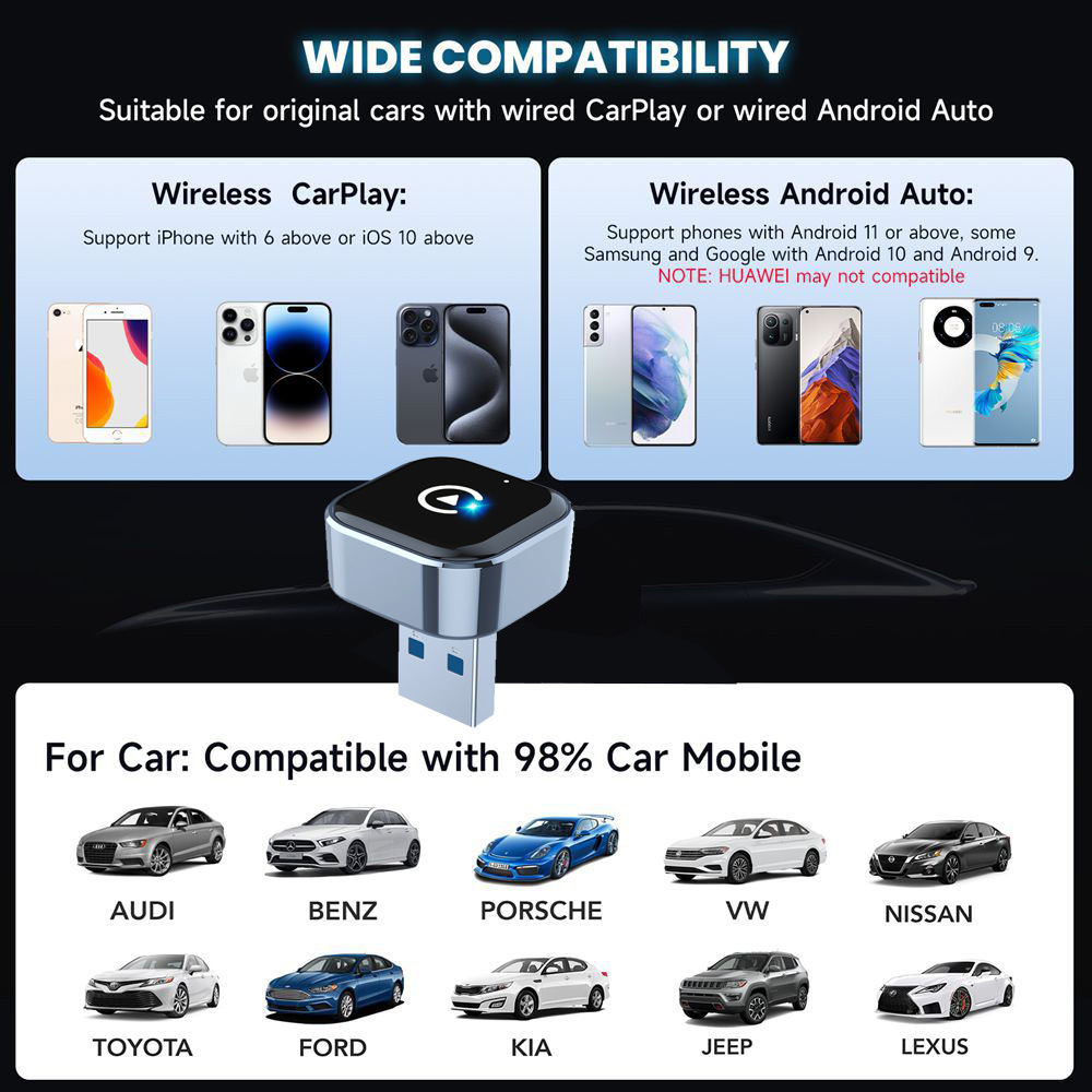 New Car Wireless Carplay Box Android Two-In-One Adapter Car Connectivity 2025 Cross-Border