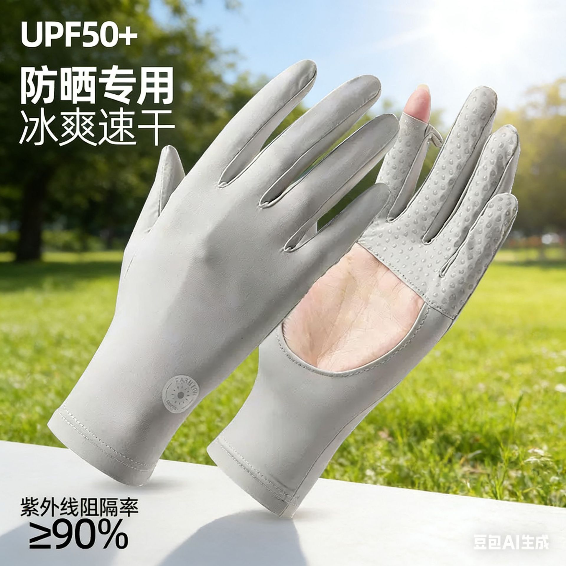 Guantes solares para conducir al aire libre anti-UV antideslizante flip elástico pantalla táctil guantes de hielo de verano
