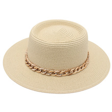 金色亚克力法式圆顶草帽赫本风彩色防晒遮阳礼帽春夏新款外贸帽子