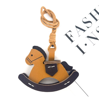 Feel, Genuine Leather Pony Pendant, Car hanging - brown-with-coffee