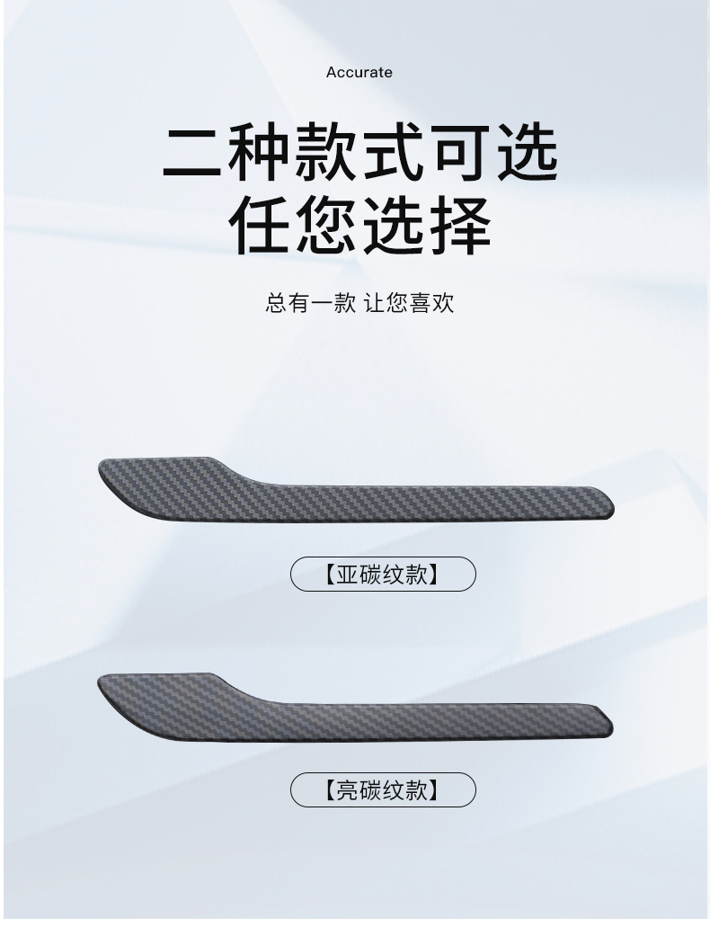 Suitable for Tesla Door Handle Stickers, New Model Y/3/Yl Carbon Pattern Handle Stickers, Decorative Accessories, Cross-Border