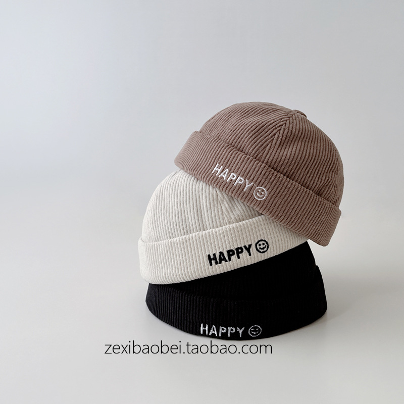 Children's demi-season fashionable corduroy hat for men and women…