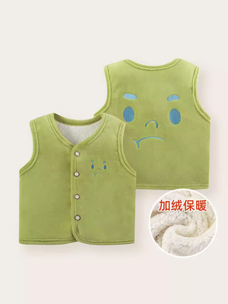 【Liquidación】Chaleco de lana para niños para otoño e invierno, cárdigan grueso para bebés, chaqueta cálida bordada para niños y niñas.