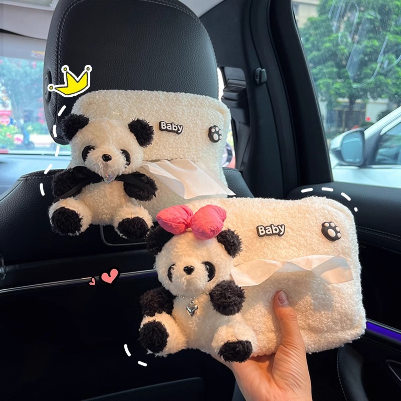 Caja de toallas para automóviles lindas muñecas de dibujos animados red panda rojo toallas para automóviles alquileres de automóviles interior caja de toallas para sombrillas