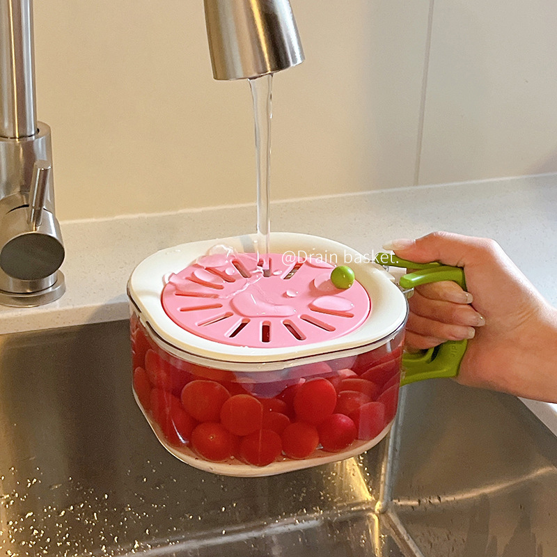 新しい二層食品グレードの厚みのある多機能フルーツプレート、家庭用果物洗浄ツール、野菜洗い桶、フルーツプレート、排水バスケット|undefined
