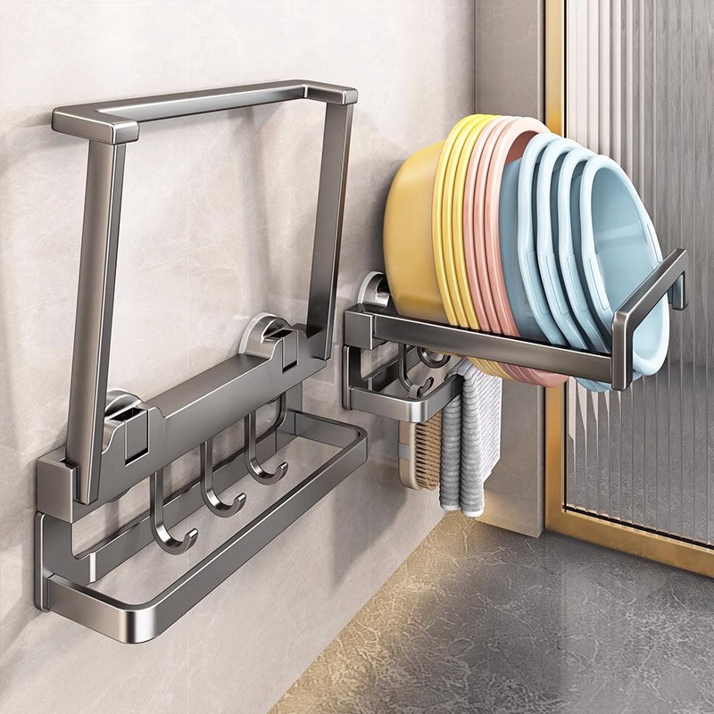 Rack de almacenamiento de lavabo montado en la pared para lavabo de baño Rack de almacenamiento de lavabo de baño Rack de lavabo sin perforación