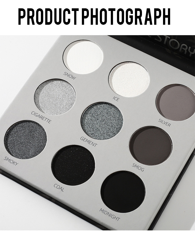 cool story Panda Eyeshadow Nine-Color Black and White Pearl Matte Silver Color-changing Glitter Smoky Halloween Makeup Palette undefined