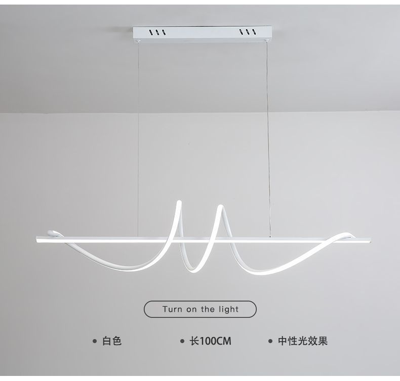 Atmosfera simple grúa de comedor nórdica moderna línea de arte infinito bar de atenuación inteligente de voz estudio luz de comedor