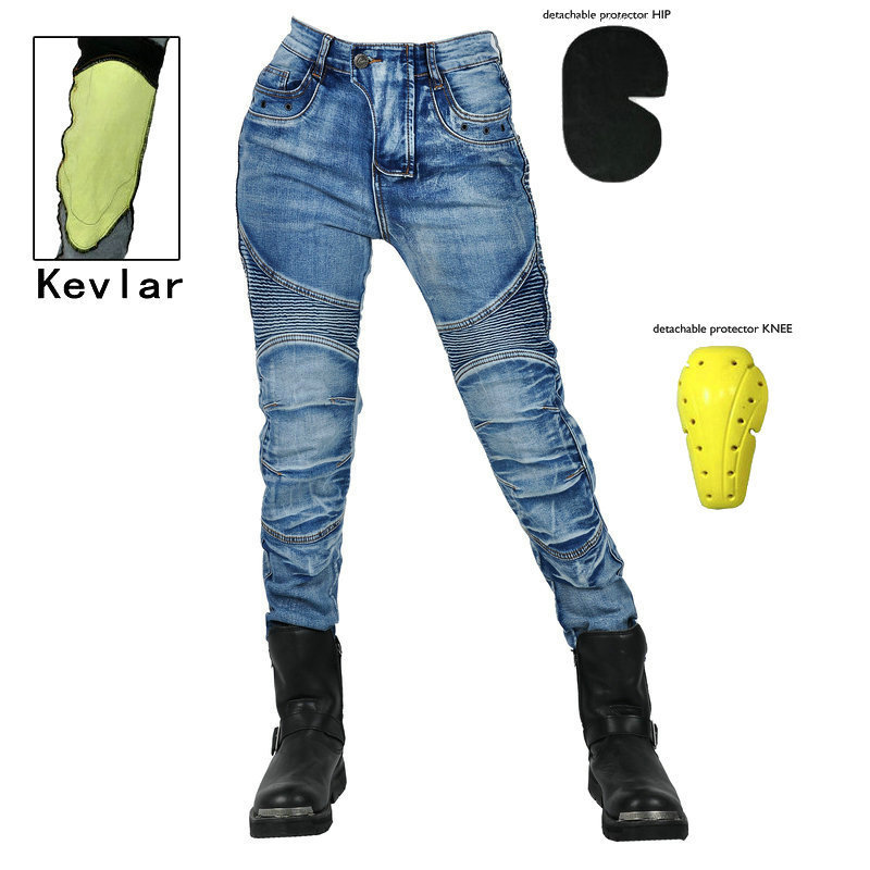 VOLERO motorcycle washed jeans women's retro motorcycle casual cycling pants Kevlar anti-wear and anti-drop