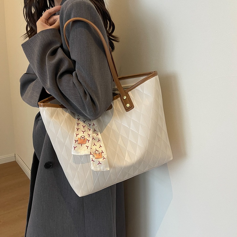 Tote Ba's New Fashion Versatile Handbag Large Capacity Personalized Simple Shoulder Bag PU Leather Fashionable_voghion.com