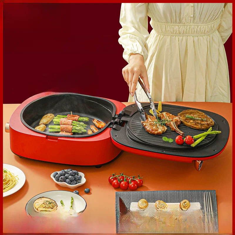 Multi-function deepening removable-wash electric griddle hot pot grill all-in-one pan double-sided heating crepe maker electric pot hotpot