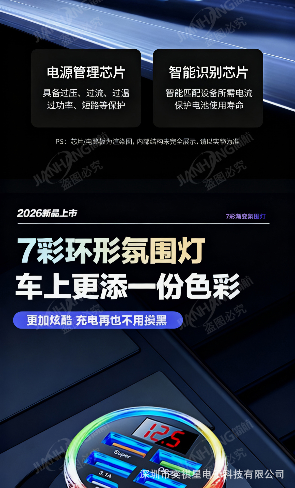 Car Charger, Mobile Phone Cigarette Lighter Adapter, Six-Hole Super Fast Charging Car Charger, Car USB Interface