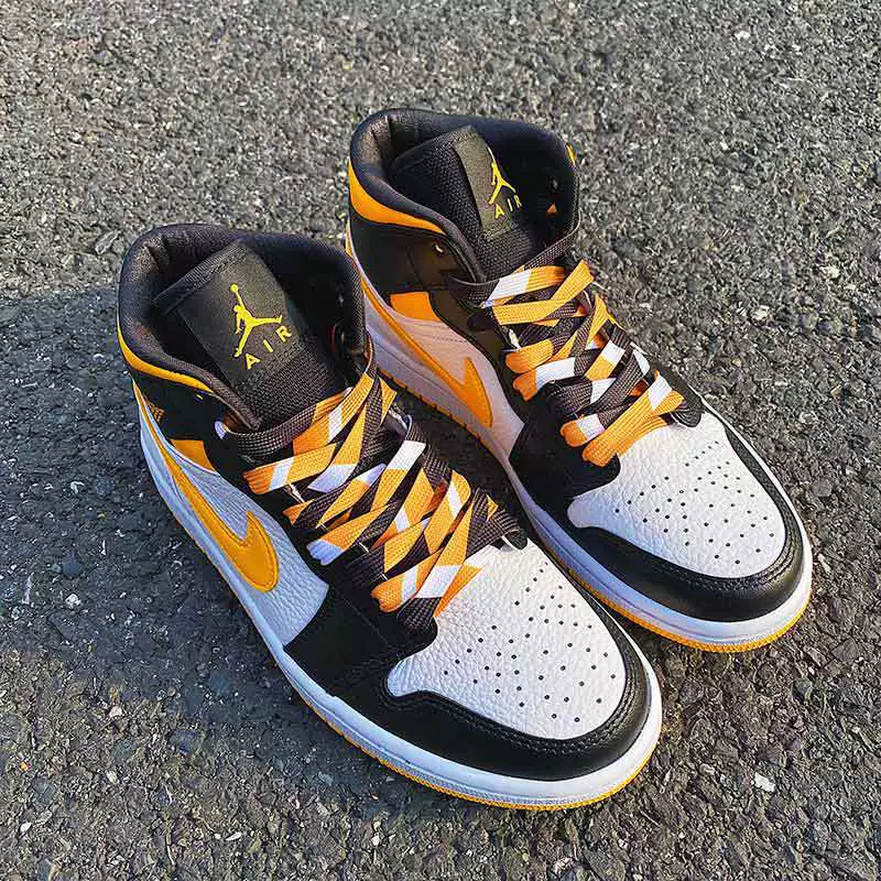 Le Ke Fit AF1 Air Force One AJ1 Shadow Grey Black Yellow White Three Color Stitching CNZZS Shoelace TOYI