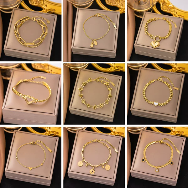 Cross-Border Dongguan Titanium Steel Jewelry Does Not Fade New Japanese and Korean Accessories Bracelet Women's 18K Gold Fashion Accessible Luxury High-End Sense