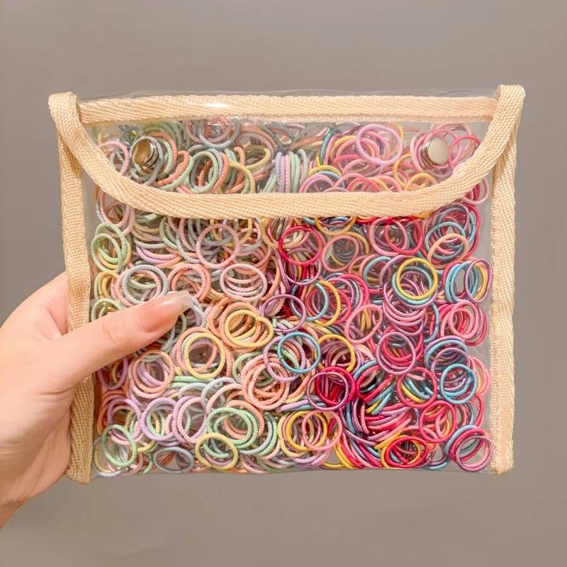 Color coreano pequeño pulgar anillo de cabello para chicas bajo cabello de cola de caballo no lesiones cabello elástico buena cuerda de cabeza cubierta de cuero para niños