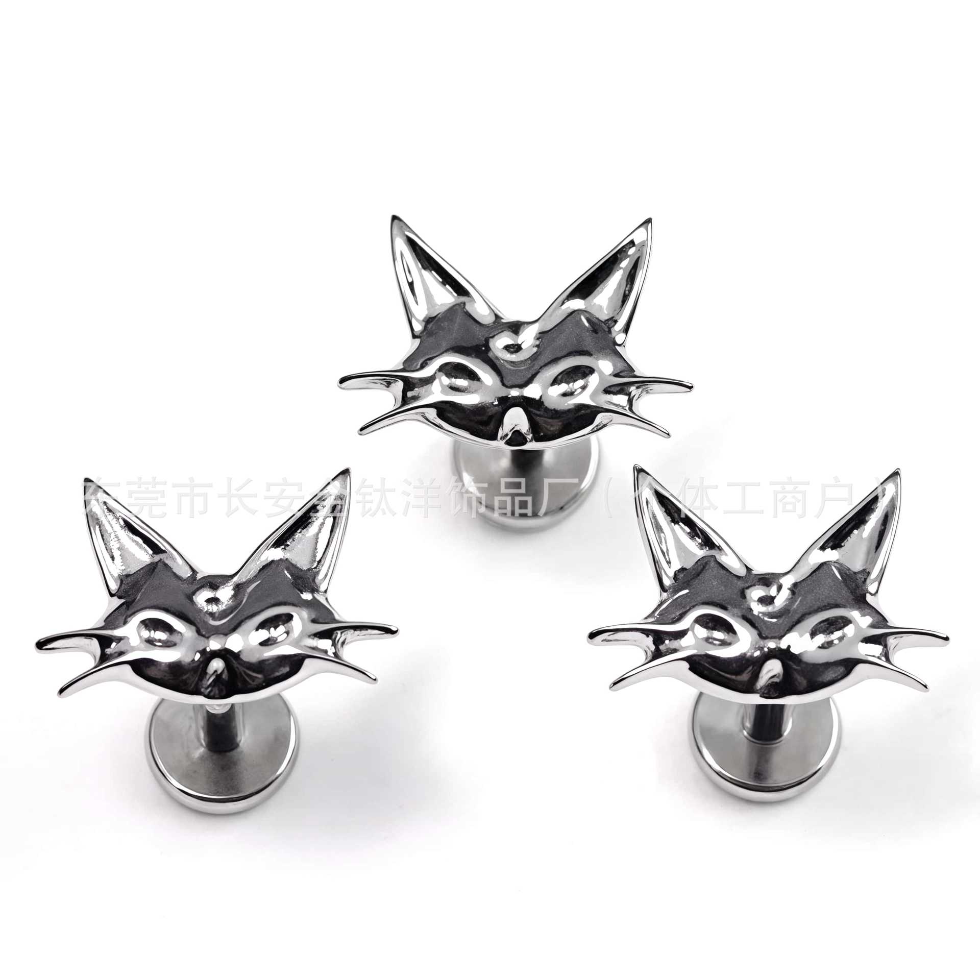F136 Titanium Smooth Surface Long Cat Ear Stud Nose Stud Lip Stud G23 Titanium Alloy Body Piercing Jewelry Ear Bone Stud detail image 8