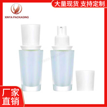 热销圆形白泵按压玻璃瓶 30ml粉底液瓶透明加厚精华瓶 化妆品分装