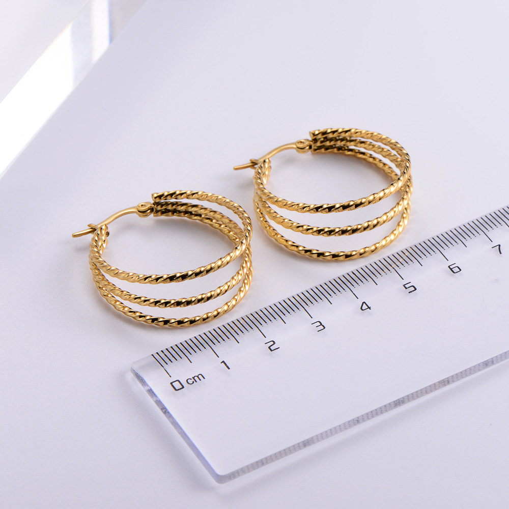 Twist Electroplating Ear Hoop Round Stainless Steel Jewelry