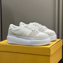 2026春夏新款f家欧洲站女鞋真皮厚底单鞋拼色系带休闲运动鞋板鞋