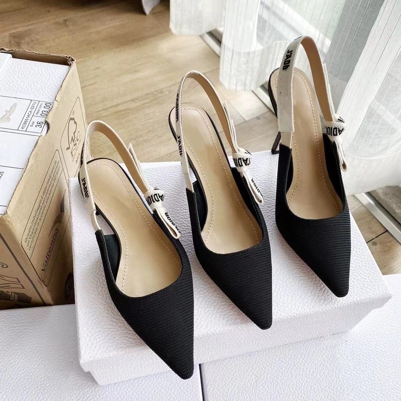 D Letter Sandals for Women 2025 New Pointed Toe Kitten Heel Bow Nude Stiletto High Heels Flats Shoes