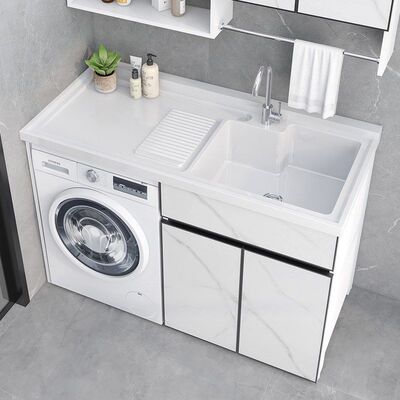 Space aluminum balcony Washing machine Combination cabinet Washboard Laundry Pool One basin Laundry table one