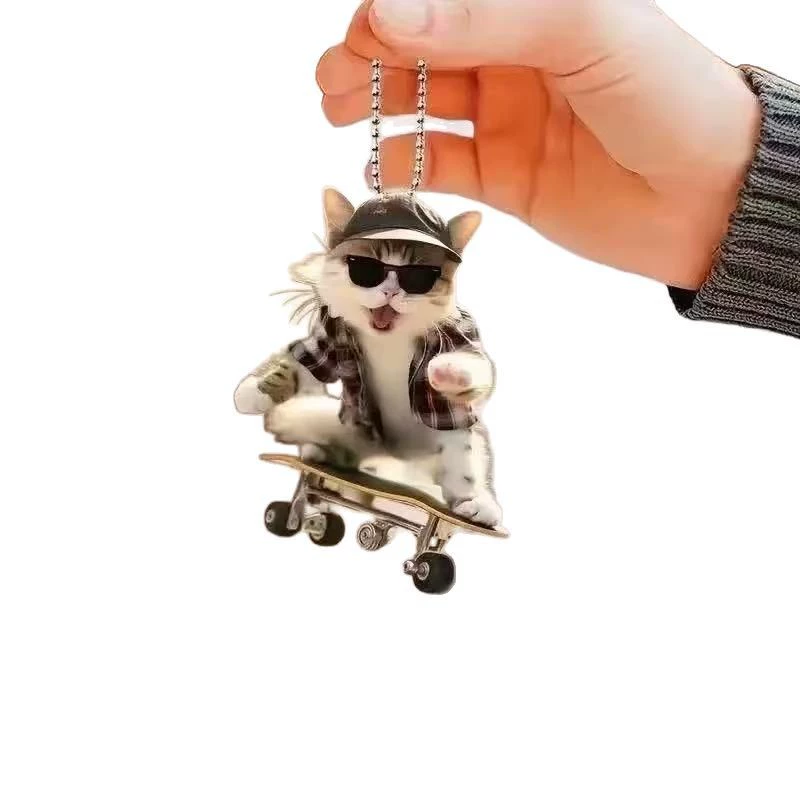 Creative acrylic pendant, cute keychain, kitten