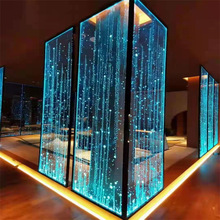 水晶雕刻发光玻璃 流水屏风隔断激光内雕玻璃 可雕刻各种图案