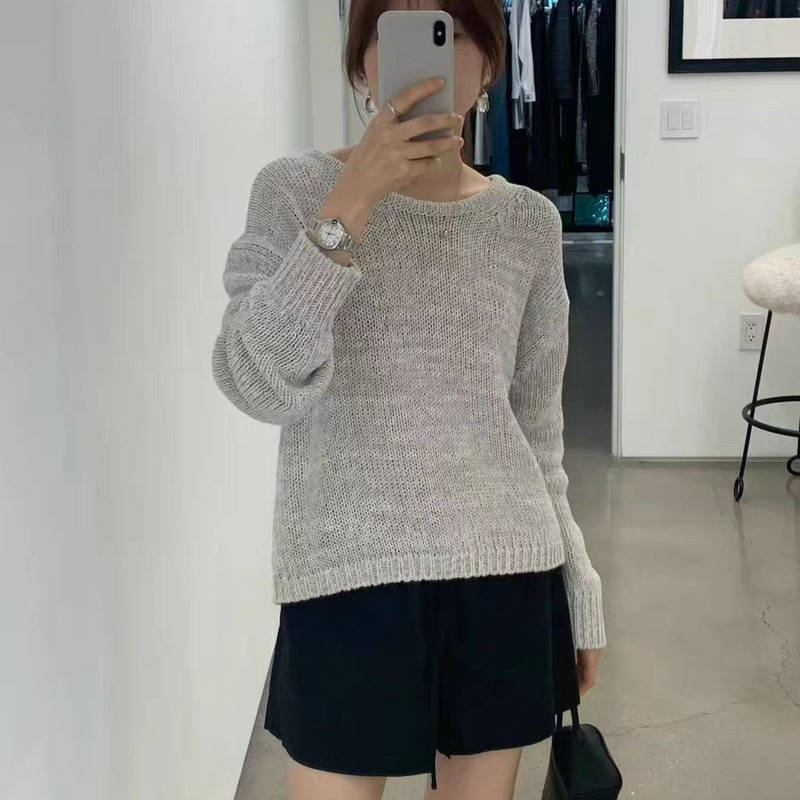 Mona·Xh 2026 Summer New Korean Style Ou*Ce Loose Solid Color Versatile Round Neck Pullover Knit Top Mona·Xh 2026 Summer New Korean Style Ou*Ce Loose Solid Color Versatile Round Neck Pullover Knit Top