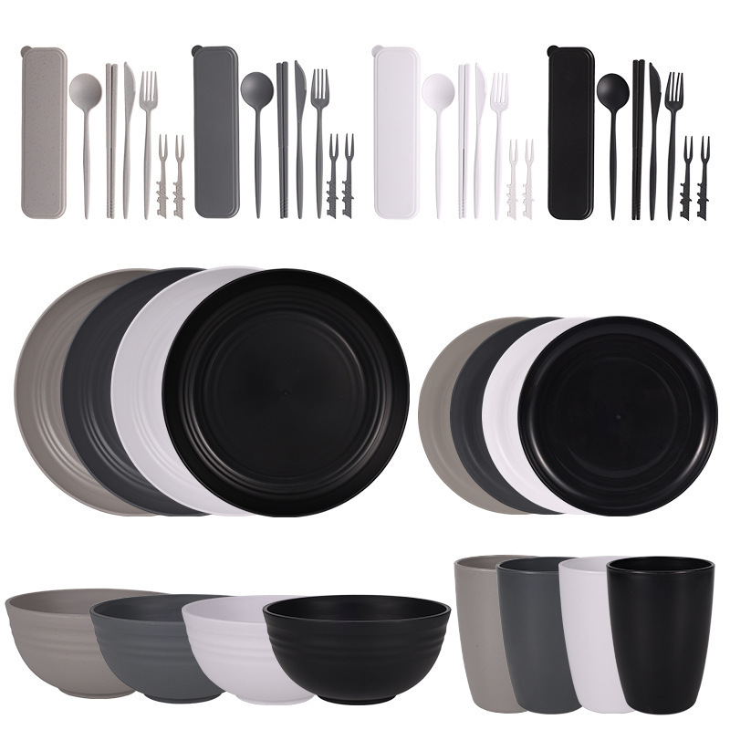 Cross-Border Supply Wheat Straw Tableware Dishes Outdoor Dinner Plate Soup Bowl Plate Bowl Cup Tableware Camping Set Cross-Border Supply Wheat Straw Tableware Dishes Outdoor Dinner Plate Soup Bowl Plate Bowl Cup Tableware Camping Set