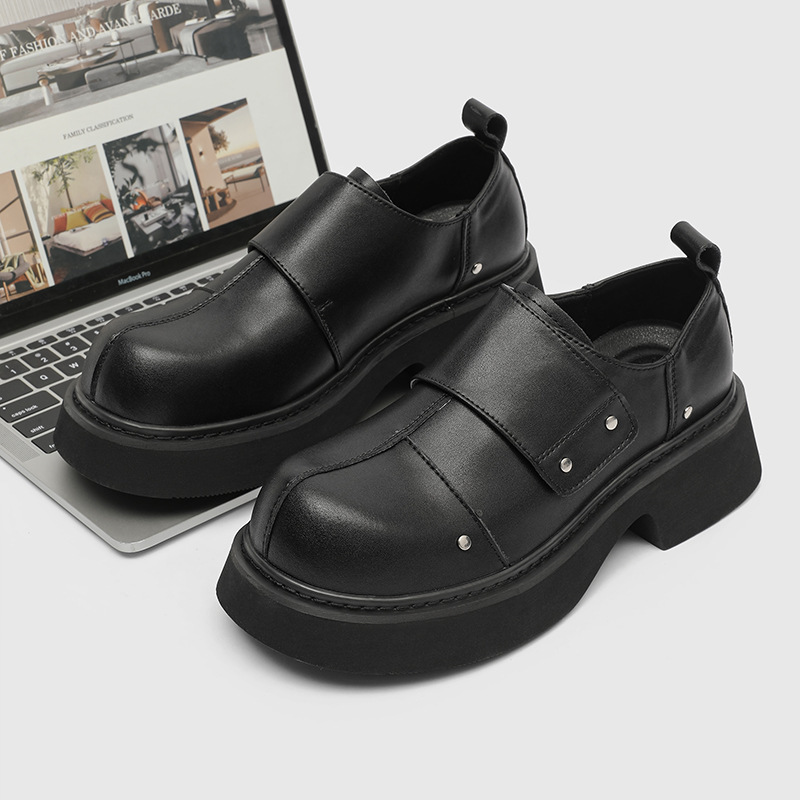 ShoeVault Printemps 2025 Nouvelle Niche Derby à semelle épaisse rehaussante pour hommes avec design surélevé, bout large, style business tendance pour hommes_voghion.com